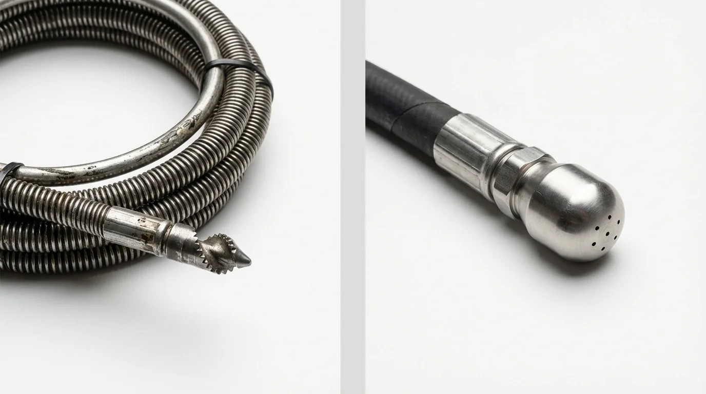 Drain snake cable and hydro jetting nozzle used for drain cleaning in Accokeek, MD