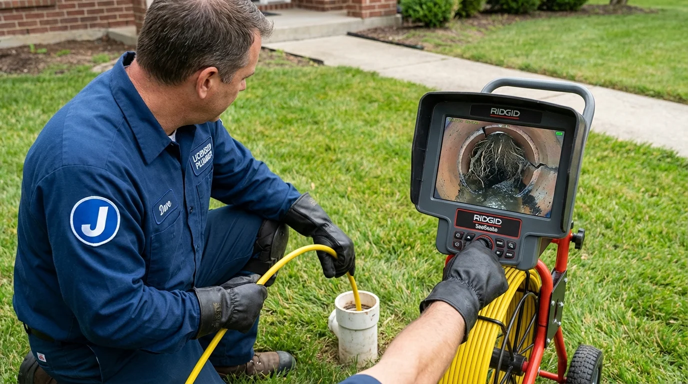 Sewer camera inspection being performed by Johns Plumbing LLC in Accokeek